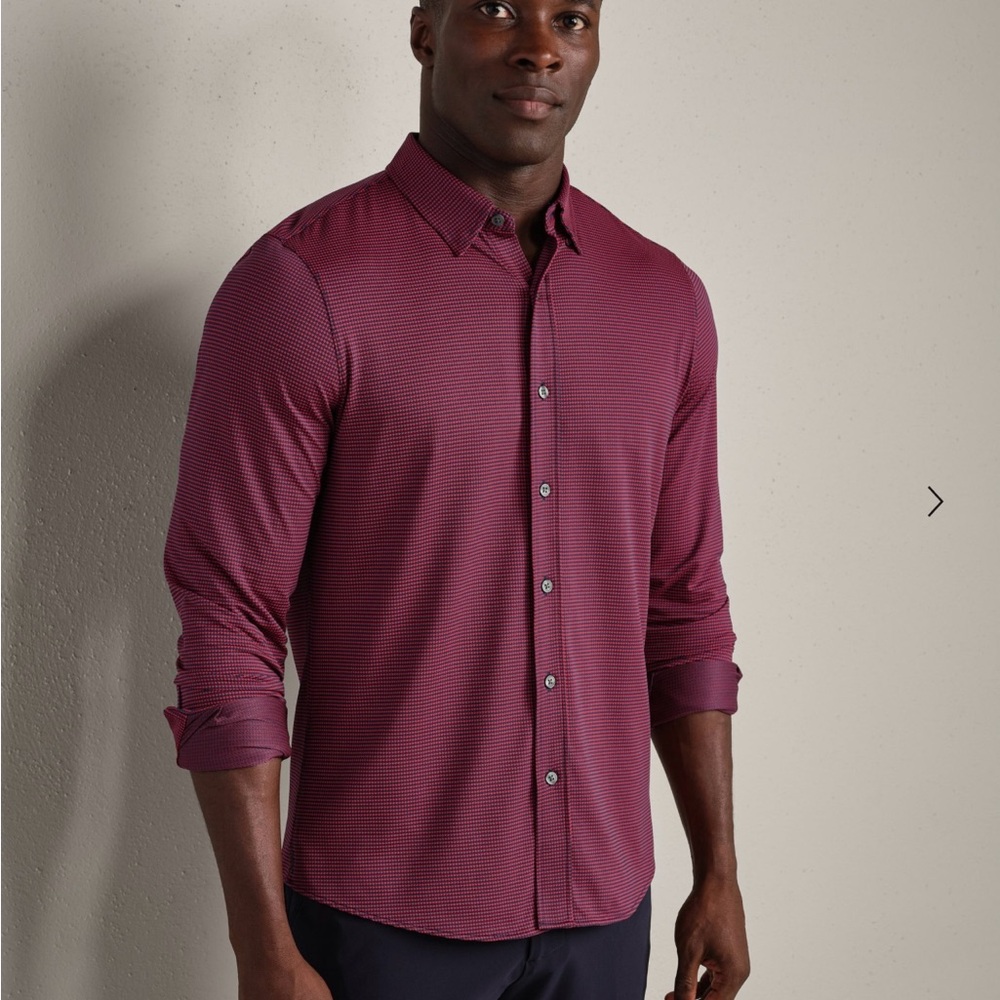 RHONE Men's Commuter Navy/Red Sharkstooth Button-Down Shirt NWT size Large
